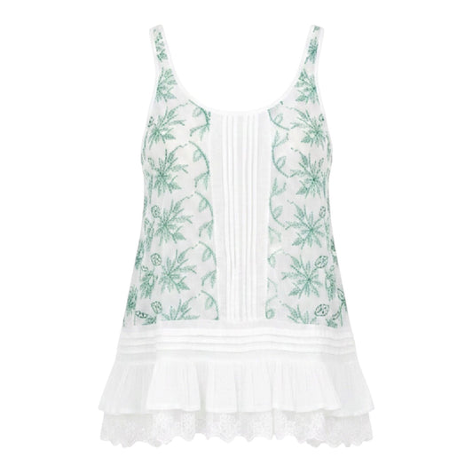 Top Sleeveless By Lilka In Green & White, Size: M