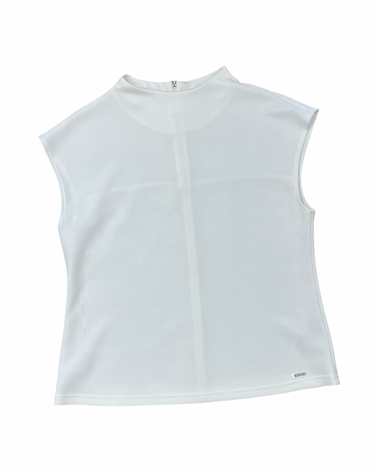 Top Sleeveless By Calvin Klein In White, Size:L