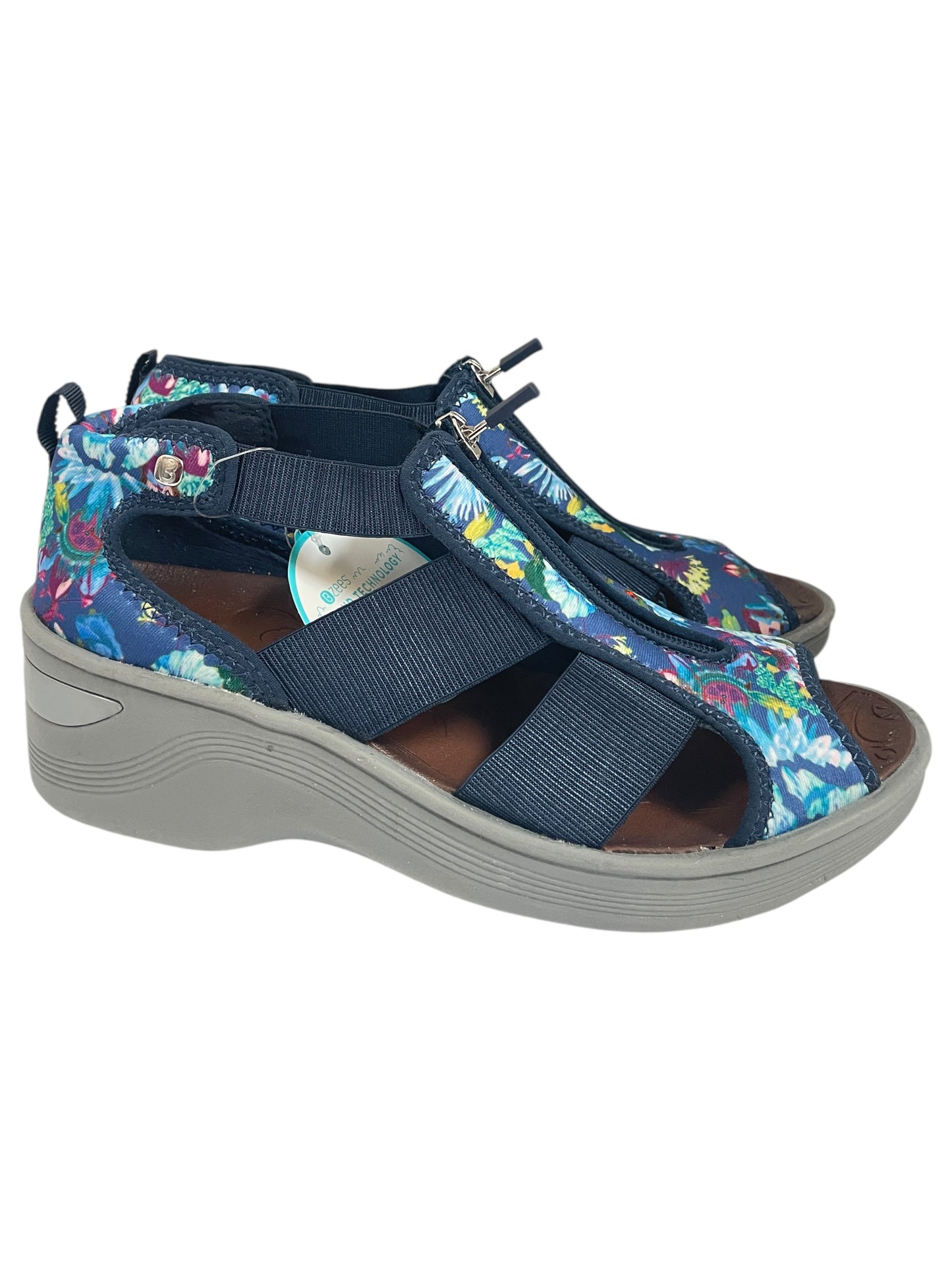 Sandals Heels Wedge By Bzees In Blue, Size:8