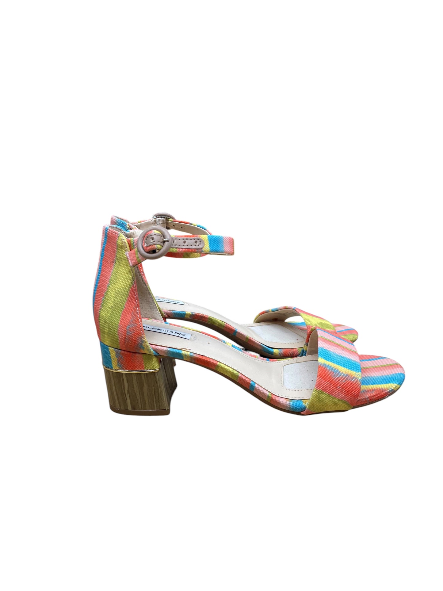 Sandals Heels Block By Alex Marie In Multi, Size:7