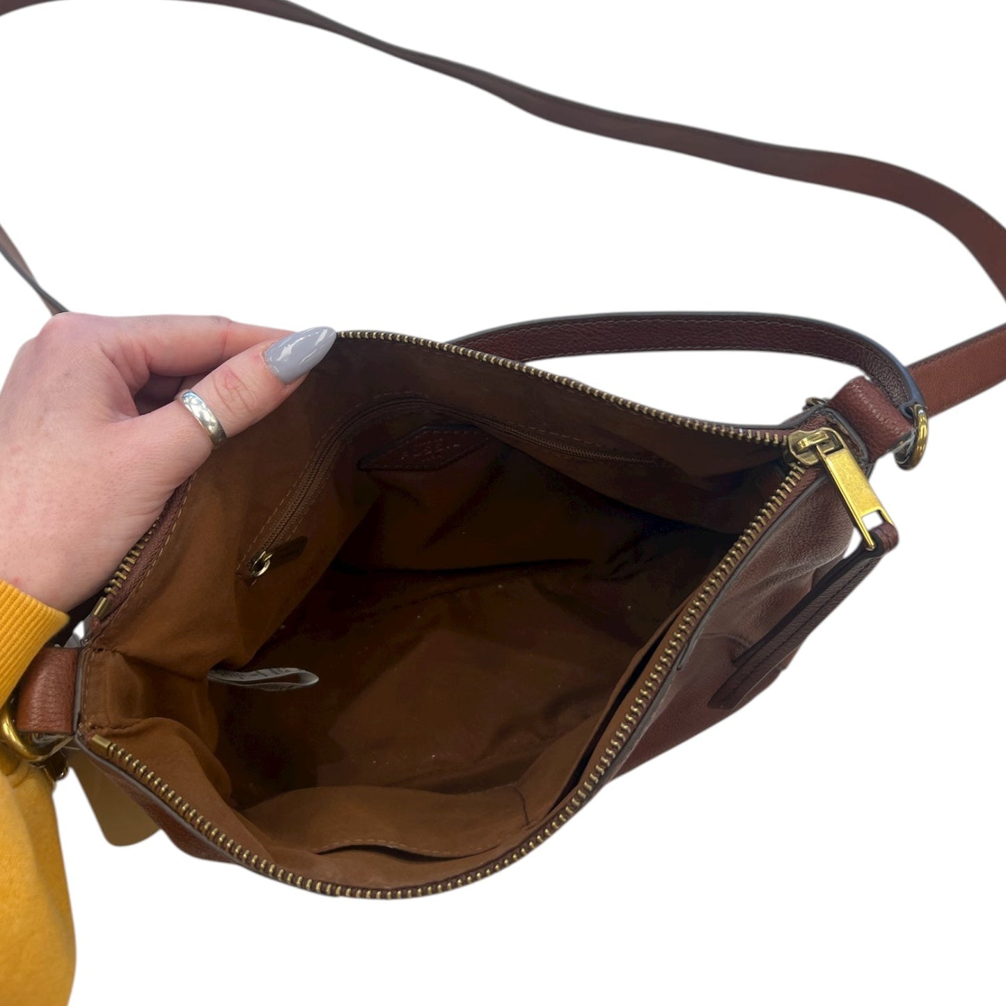 Crossbody Leather By Fossil In Brown, Size:Medium