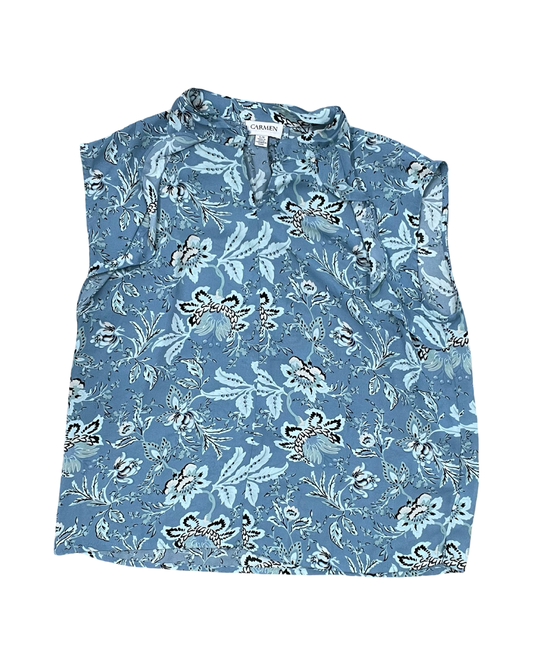 Top Sleeveless By Carmen By Carmen Marc Valvo In Blue, Size:L