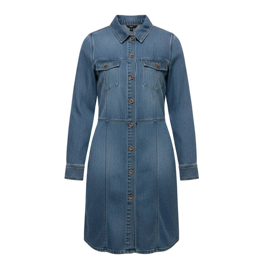 Denim Shirt Dress Designer By Frye In Blue Denim, Size: M