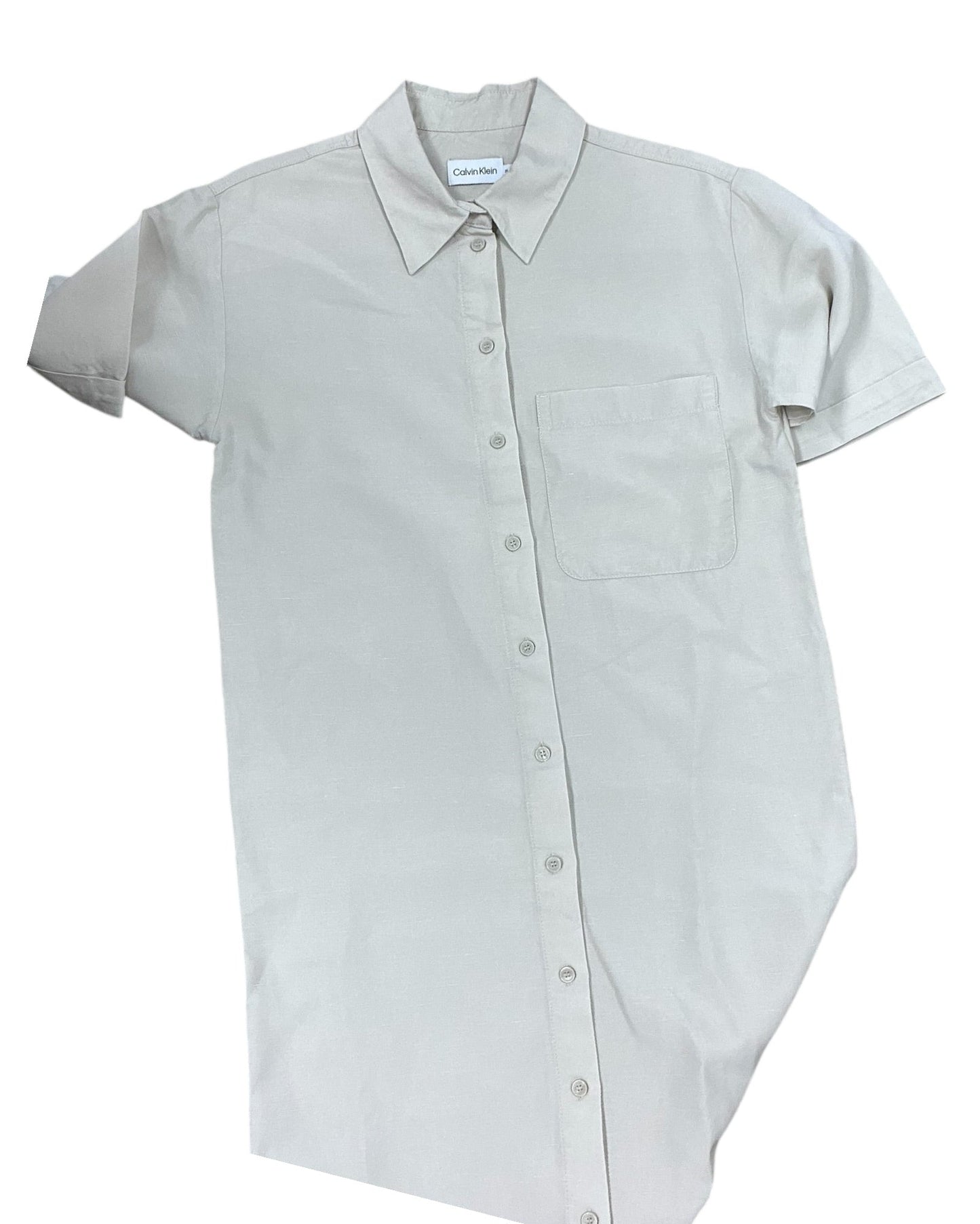Dress Casual Midi By Calvin Klein In Cream, Size:M