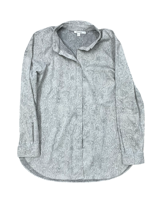 Blouse Ls By Chicos In Grey & White, Size:L