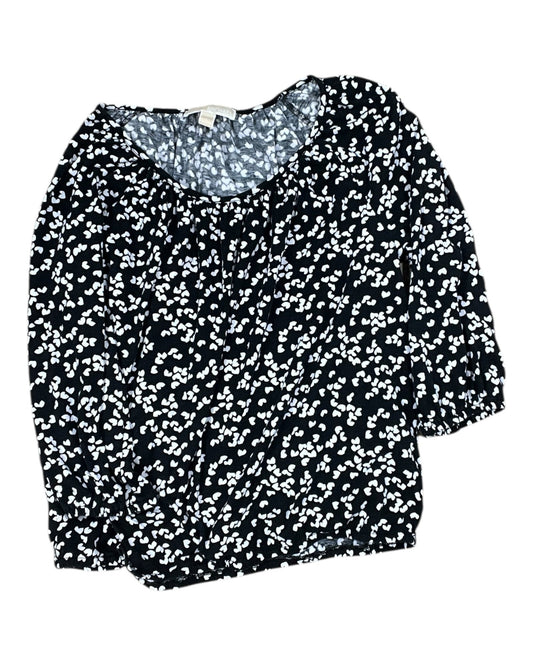Top 3/4 Sleeve By Michael By Michael Kors In Black & White, Size:L
