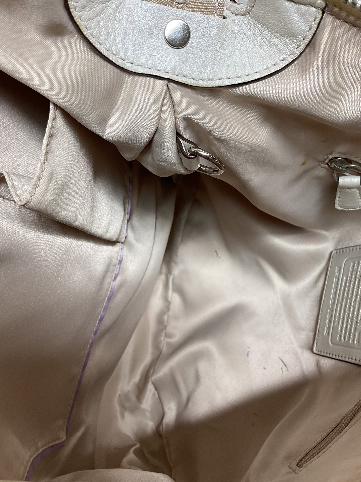 Handbag Designer By Coach In Cream, Size:Large
