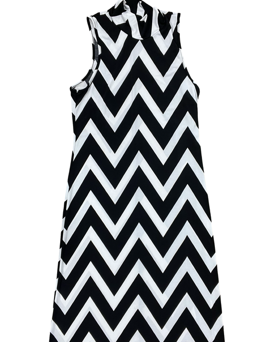 Dress Casual Maxi By Love J In Black & White, Size:Xl
