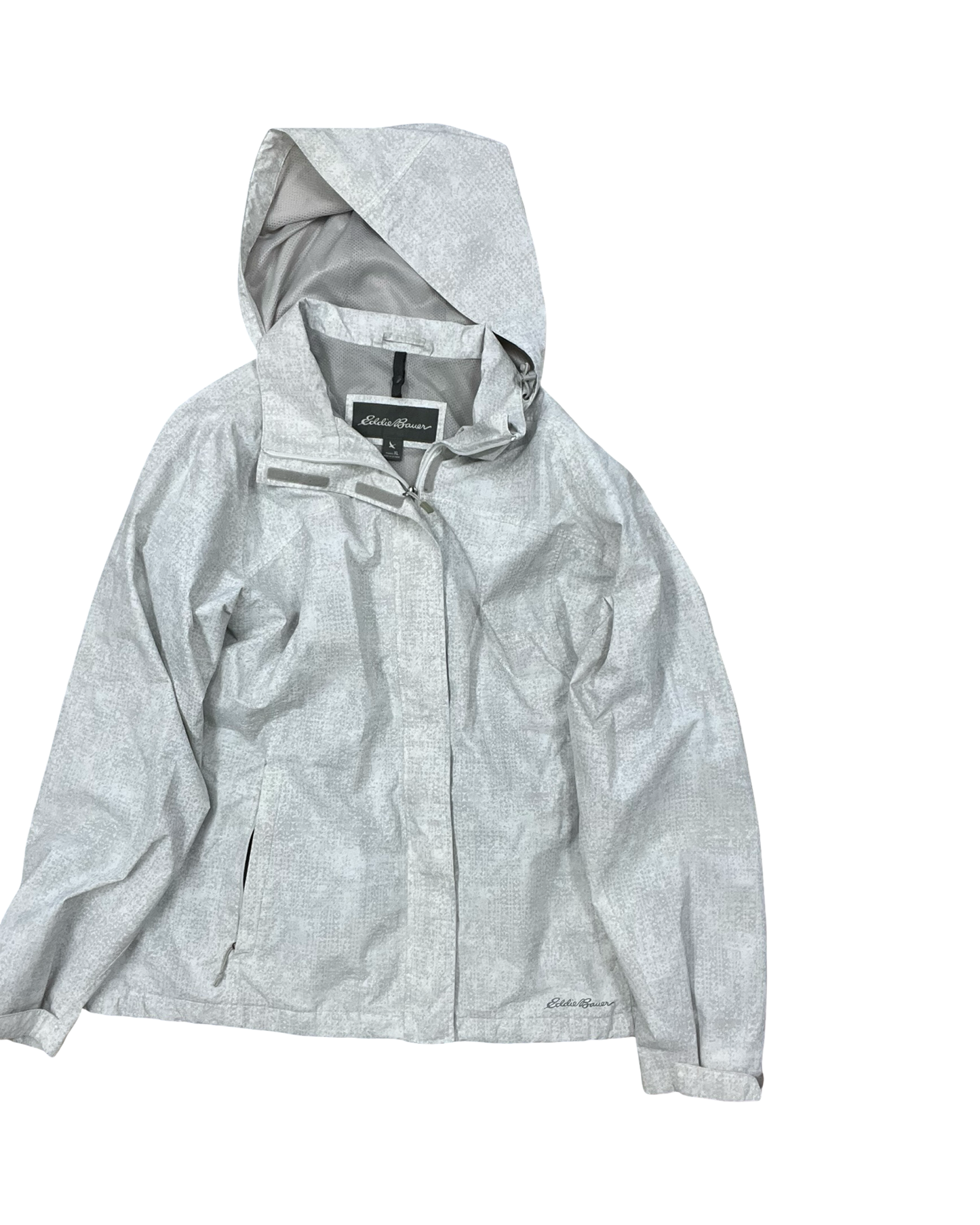Jacket Windbreaker By Eddie Bauer In Grey & White, Size:Xl