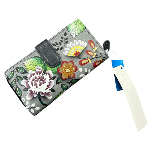 Wallet Leather By Anuschka In Grey, Size:Large