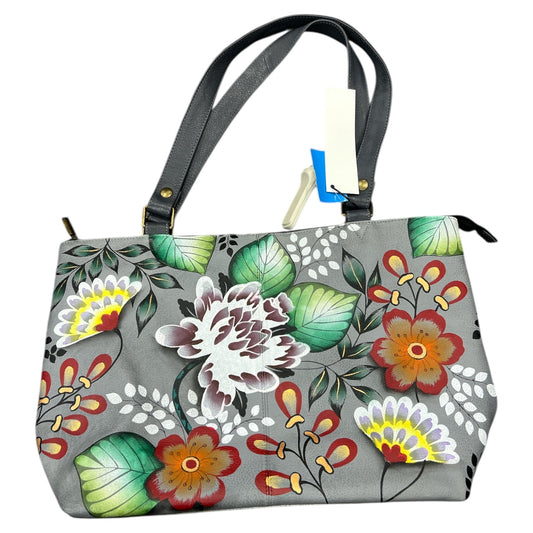 Handbag Leather By Anuschka In Grey, Size:Large