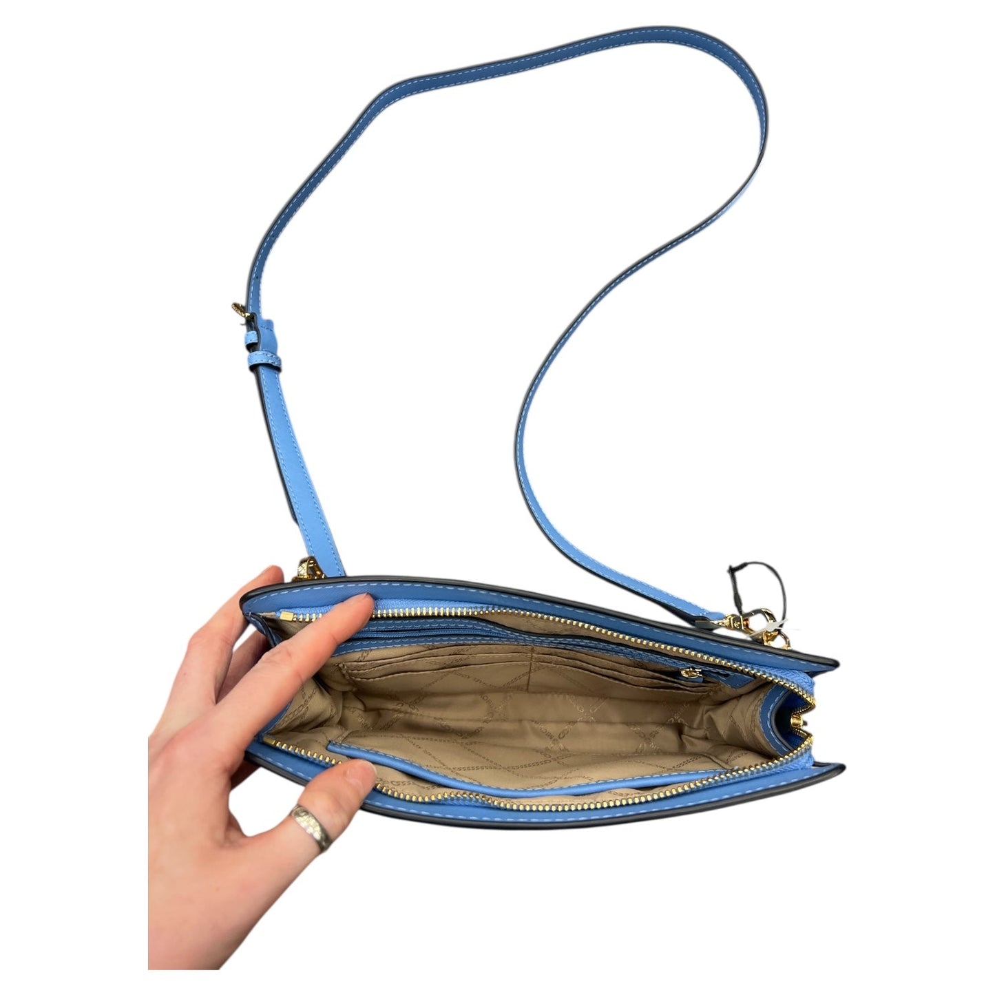 Crossbody Designer By Michael Kors In Blue, Size:Small