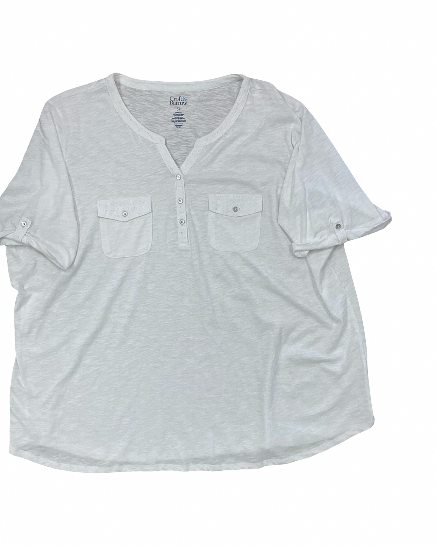 Top Ss By Croft And Barrow In White, Size:3X