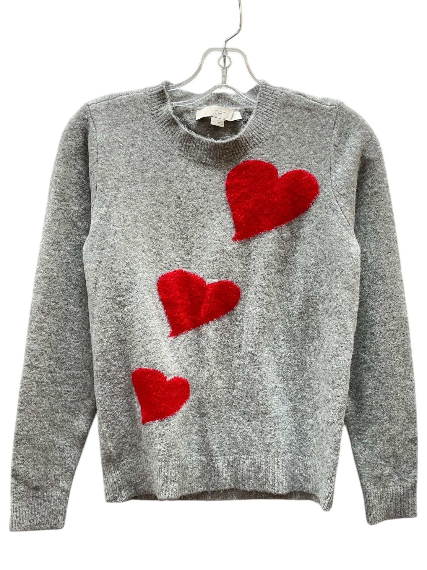 Sweater By Loft In Grey & Red, Size:S