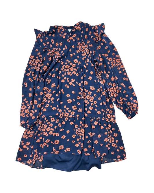 Dress Casual Midi By Time And Tru In Blue & Orange, Size:S