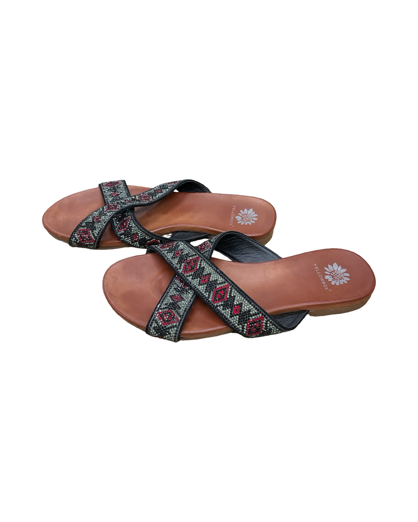 Sandals Flats By Yellow Box In Black & Red, Size:7.5