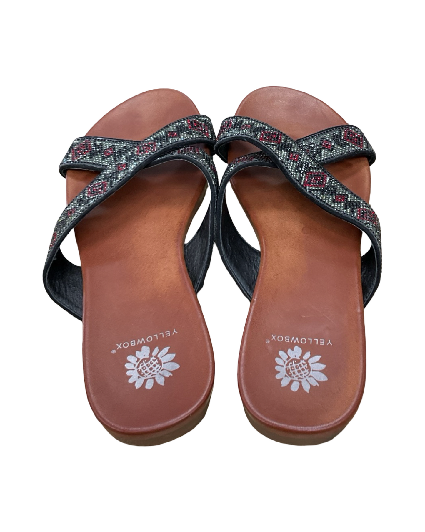 Sandals Flats By Yellow Box In Black & Red, Size:7.5