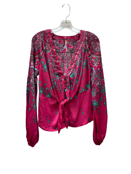 Blouse Ls By Free People In Green & Pink, Size:Sp