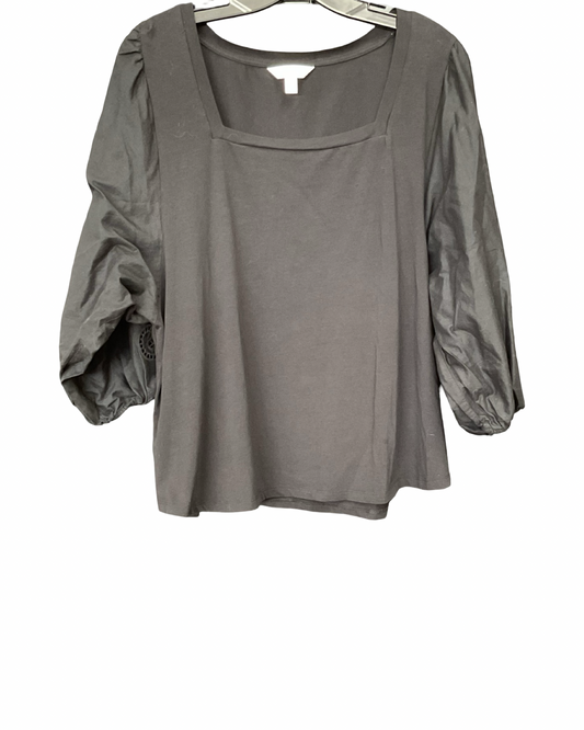Top 3/4 Sleeve By Lc Lauren Conrad In Black, Size:Xl