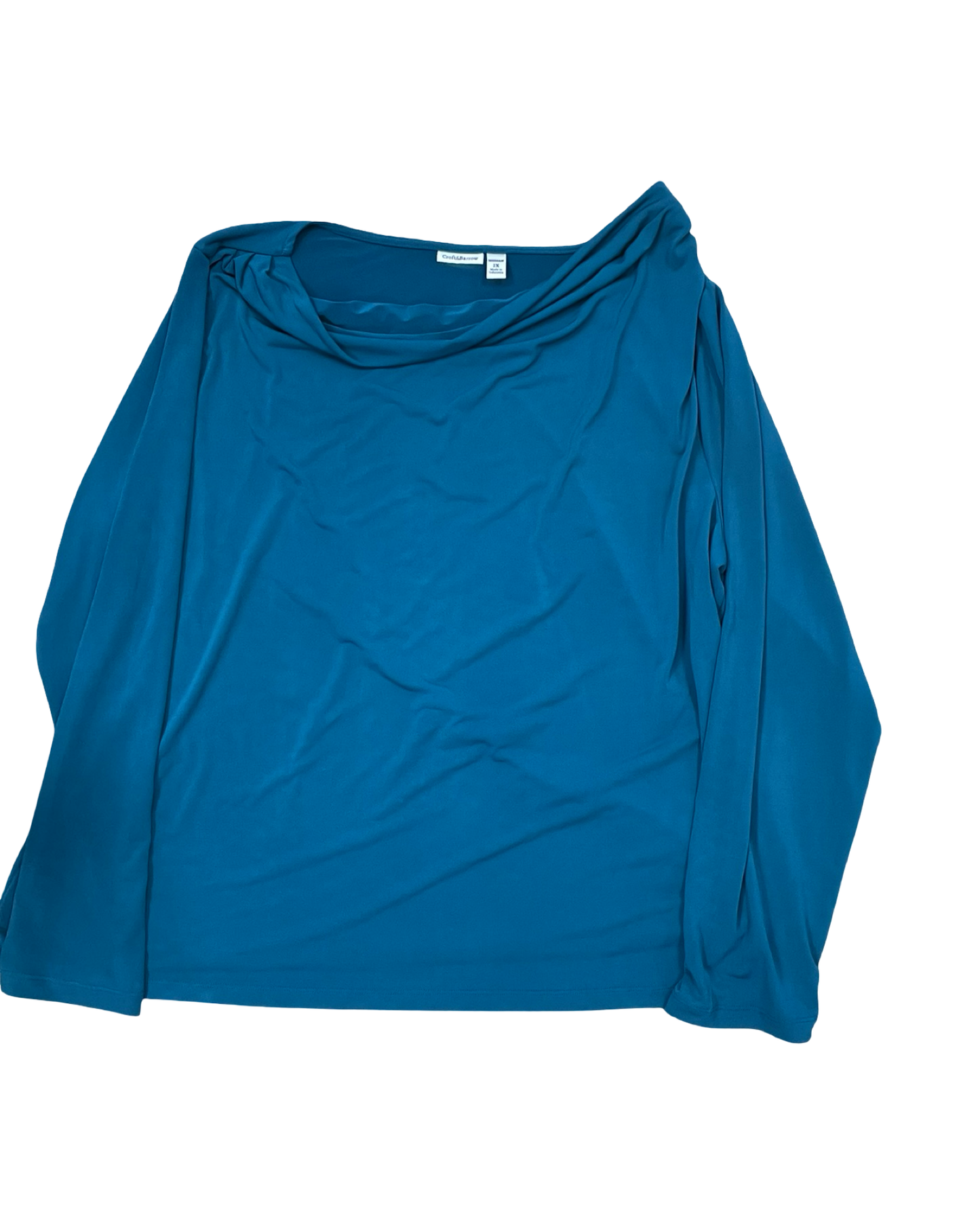 Top 3/4 Sleeve By Croft And Barrow In Teal, Size:2X