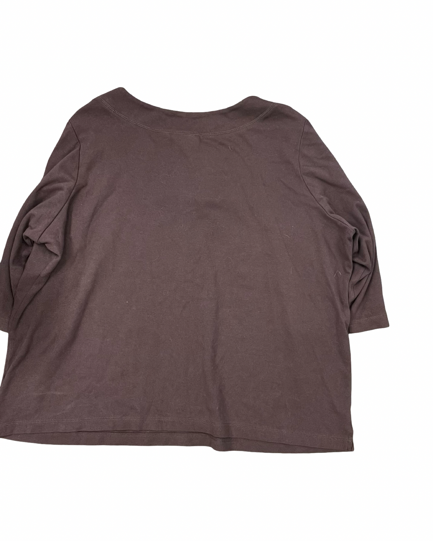 Top 3/4 Sleeve By Quaker Factory In Brown, Size:2X