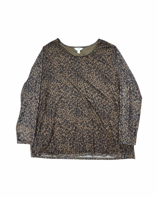 Top Ls By Terra & Sky In Animal Print, Size:2X
