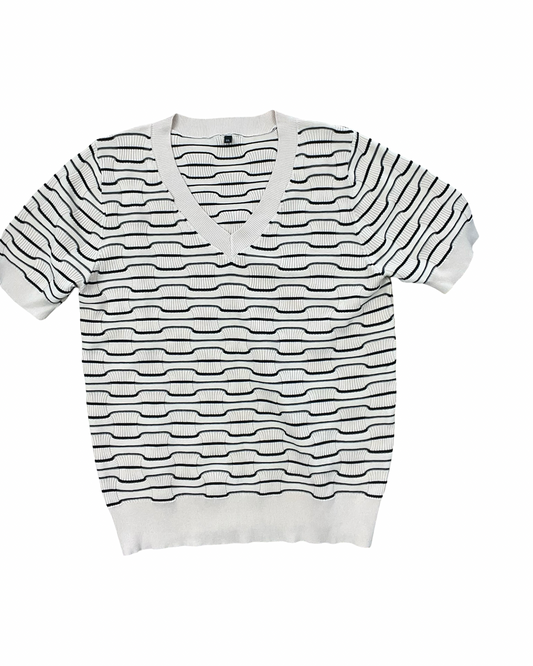 Top Ss By Clothes Mentor In Black & Cream, Size:1X