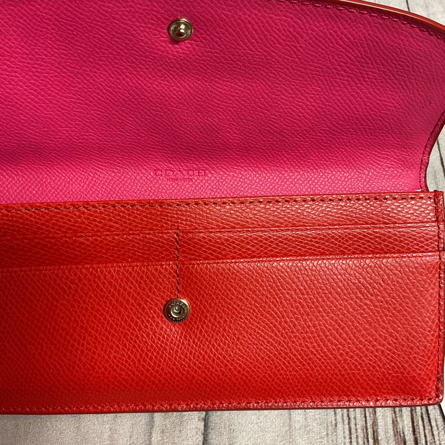 Wallet Designer By Coach In Pink & Red, Size:Medium