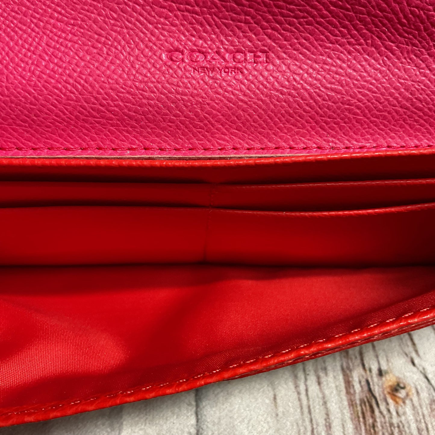 Wallet Designer By Coach In Pink & Red, Size:Medium
