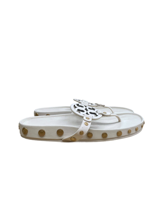 Sandals Designer By Tory Burch In Gold & Tan, Size:7.5