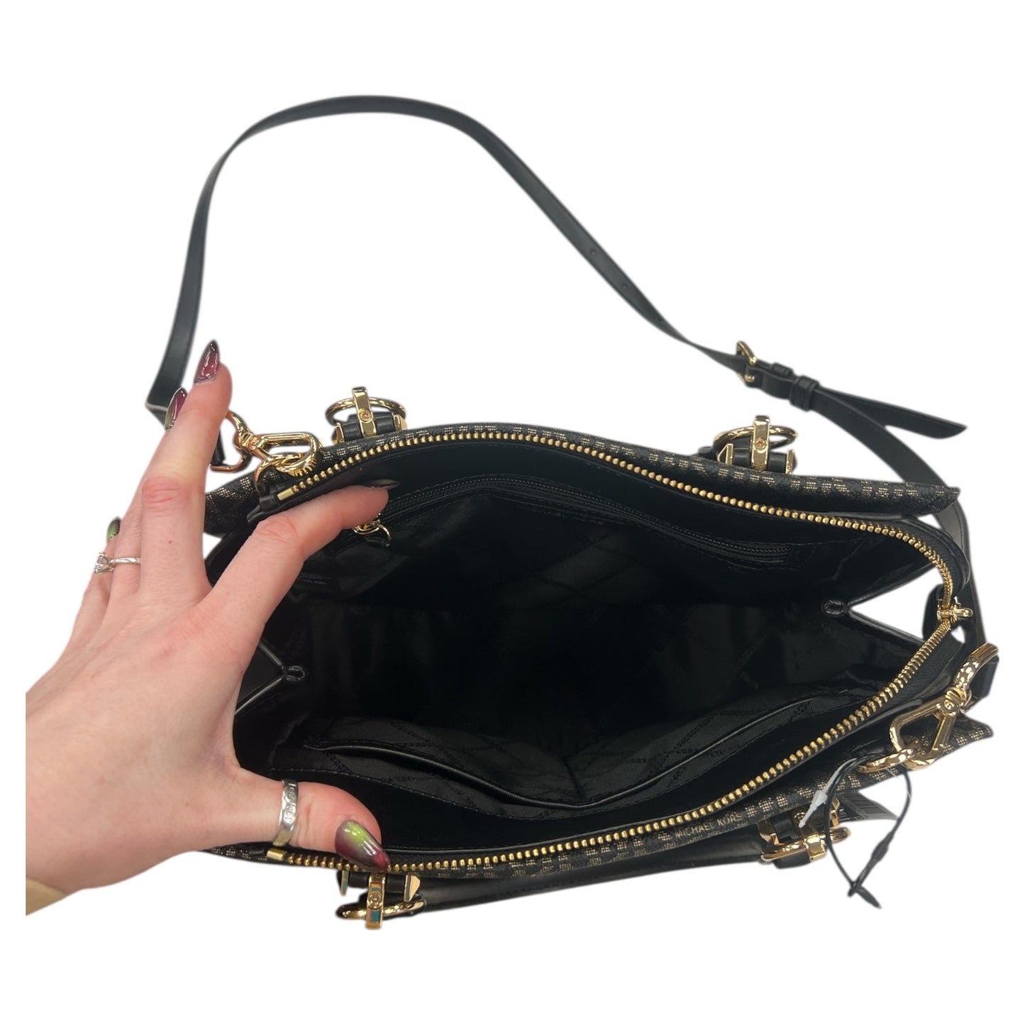 Handbag Designer By Michael Kors In Black & Brown, Size:Medium