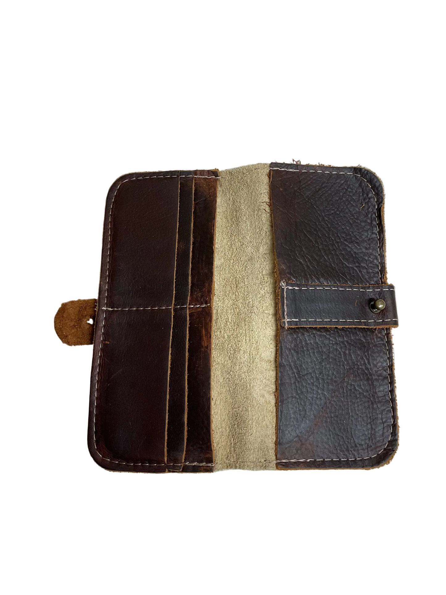 Wallet Leather By Cmc In Brown & Cream, Size:Medium