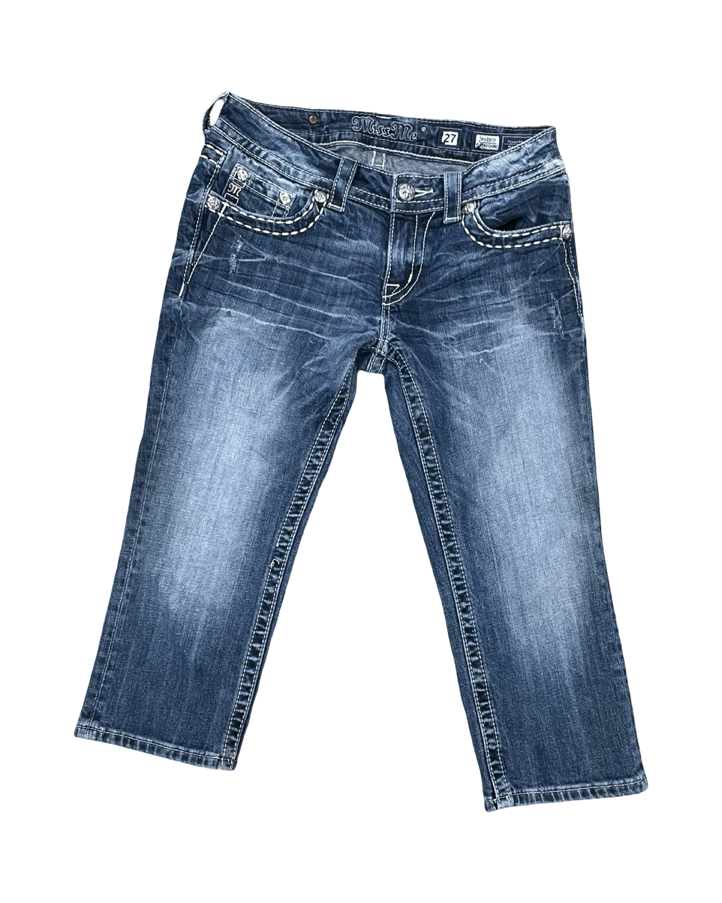 Jeans Cropped By Miss Me In Blue Denim, Size:4