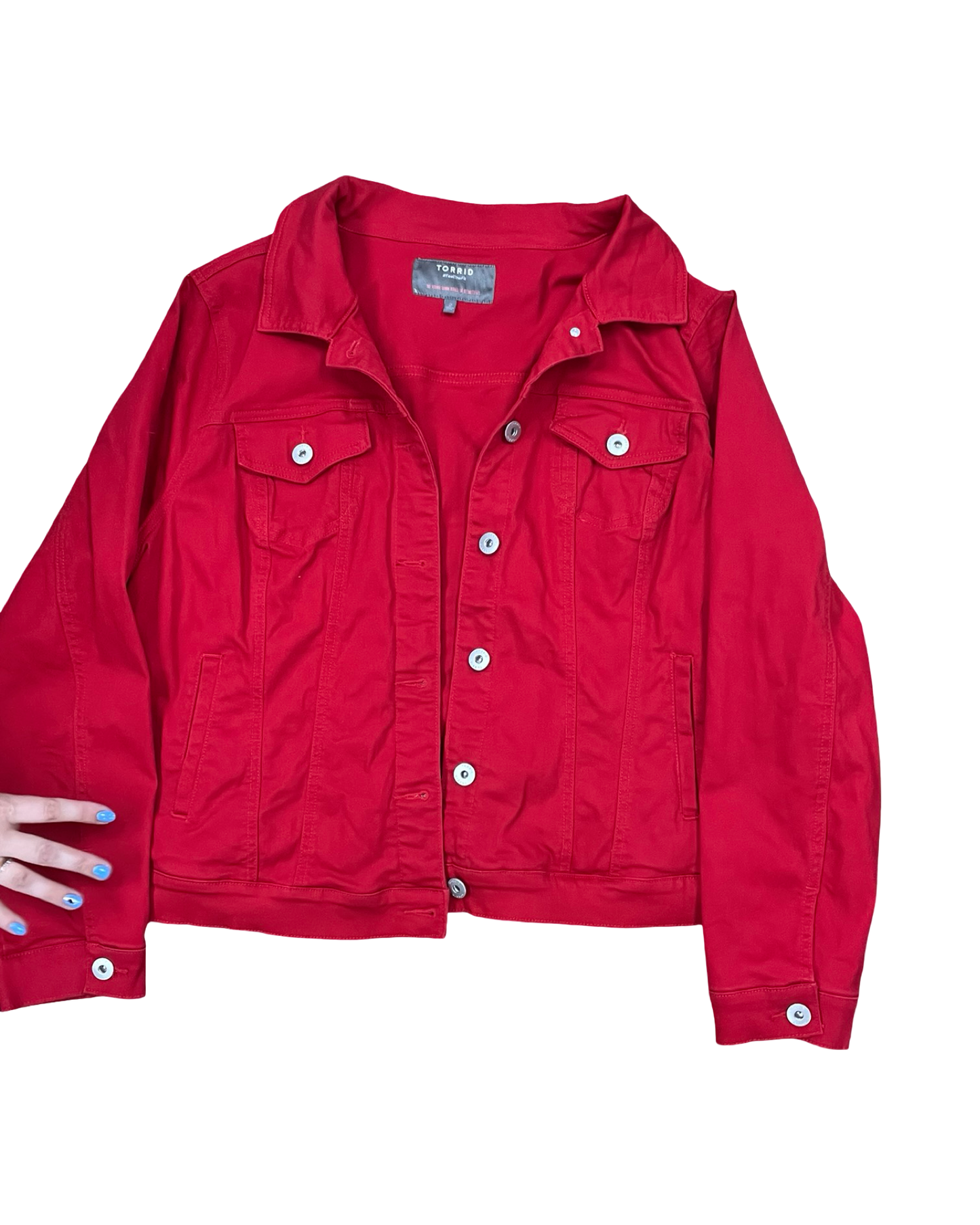Jacket Denim By Torrid In Red Denim, Size:2X
