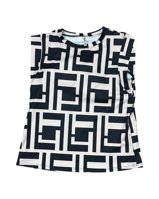 Top Sleeveless By Clothes Mentor In Black & Tan, Size:M