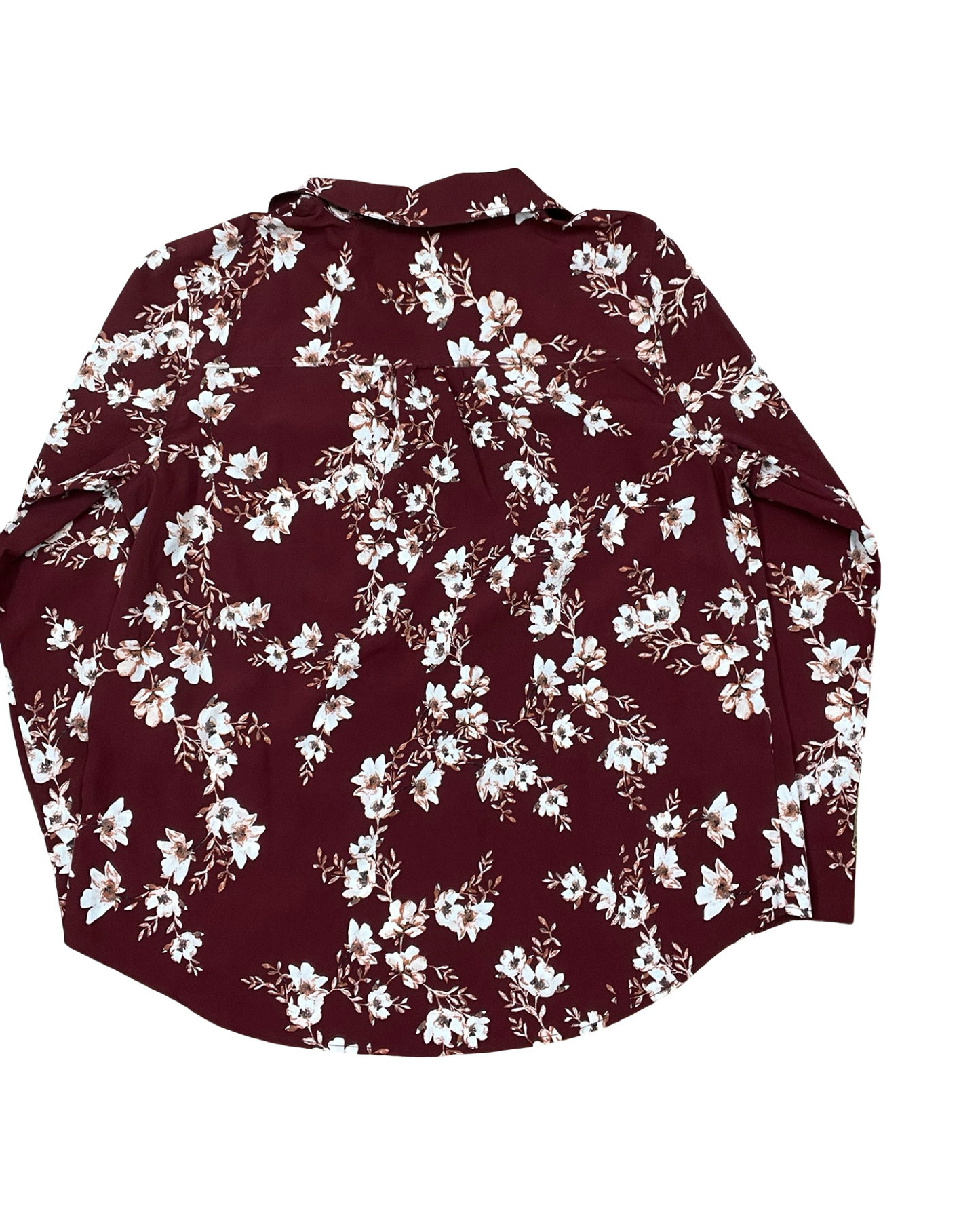 Blouse Ls By Maurices In Maroon, Size:1X