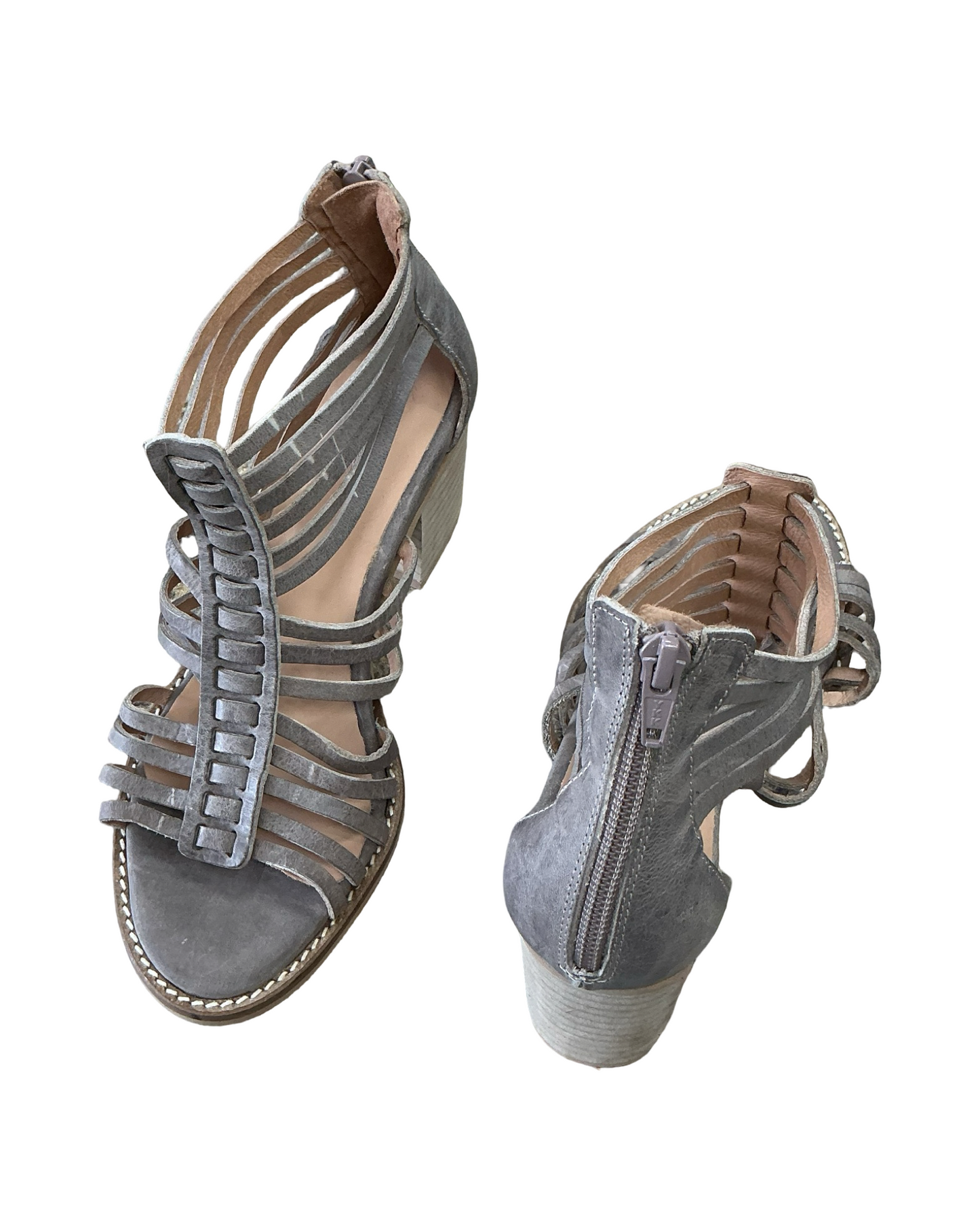 Sandals Heels Block By Garnet Hill In Taupe, Size:6.5