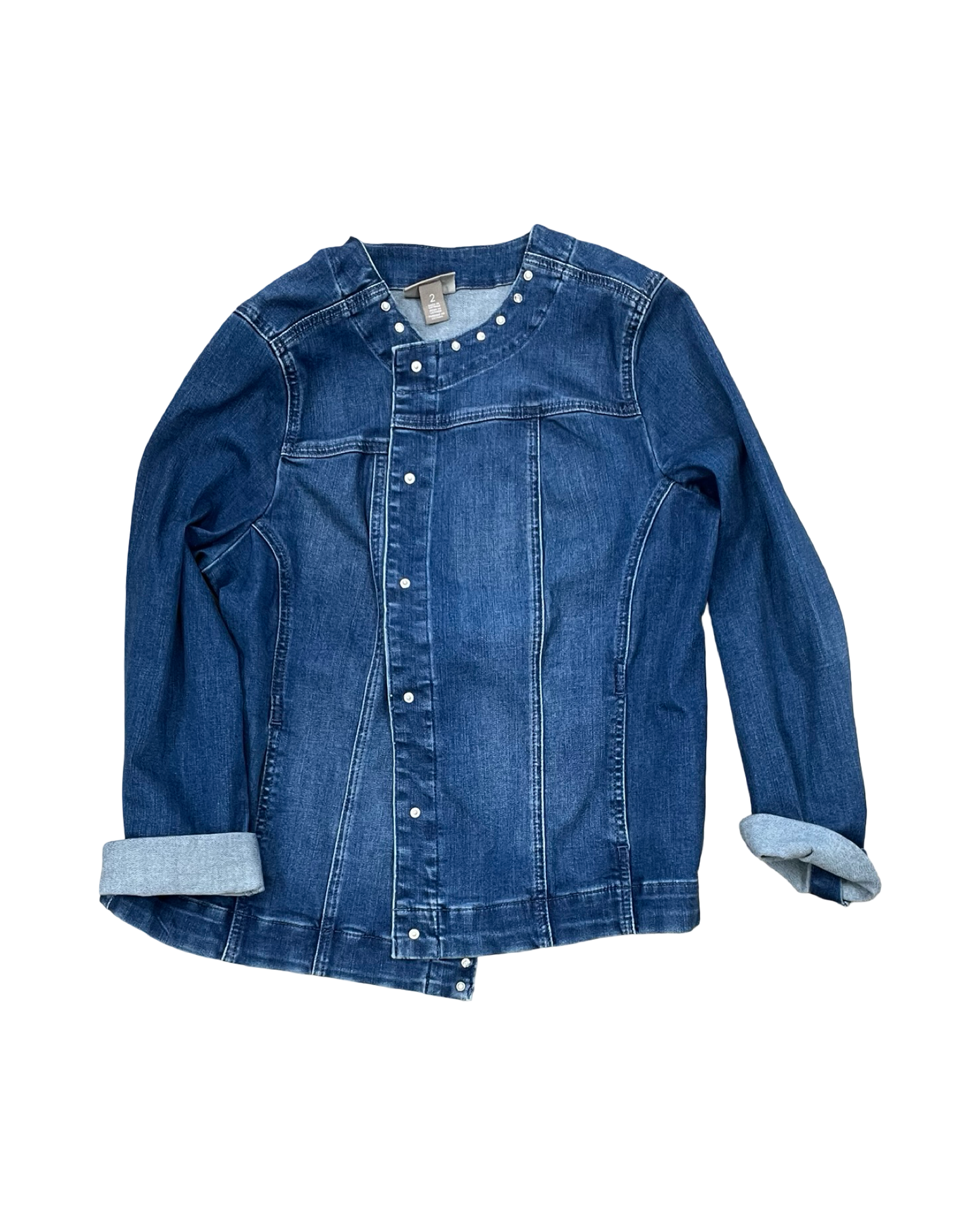 Jacket Denim By Chicos In Blue Denim, Size:L