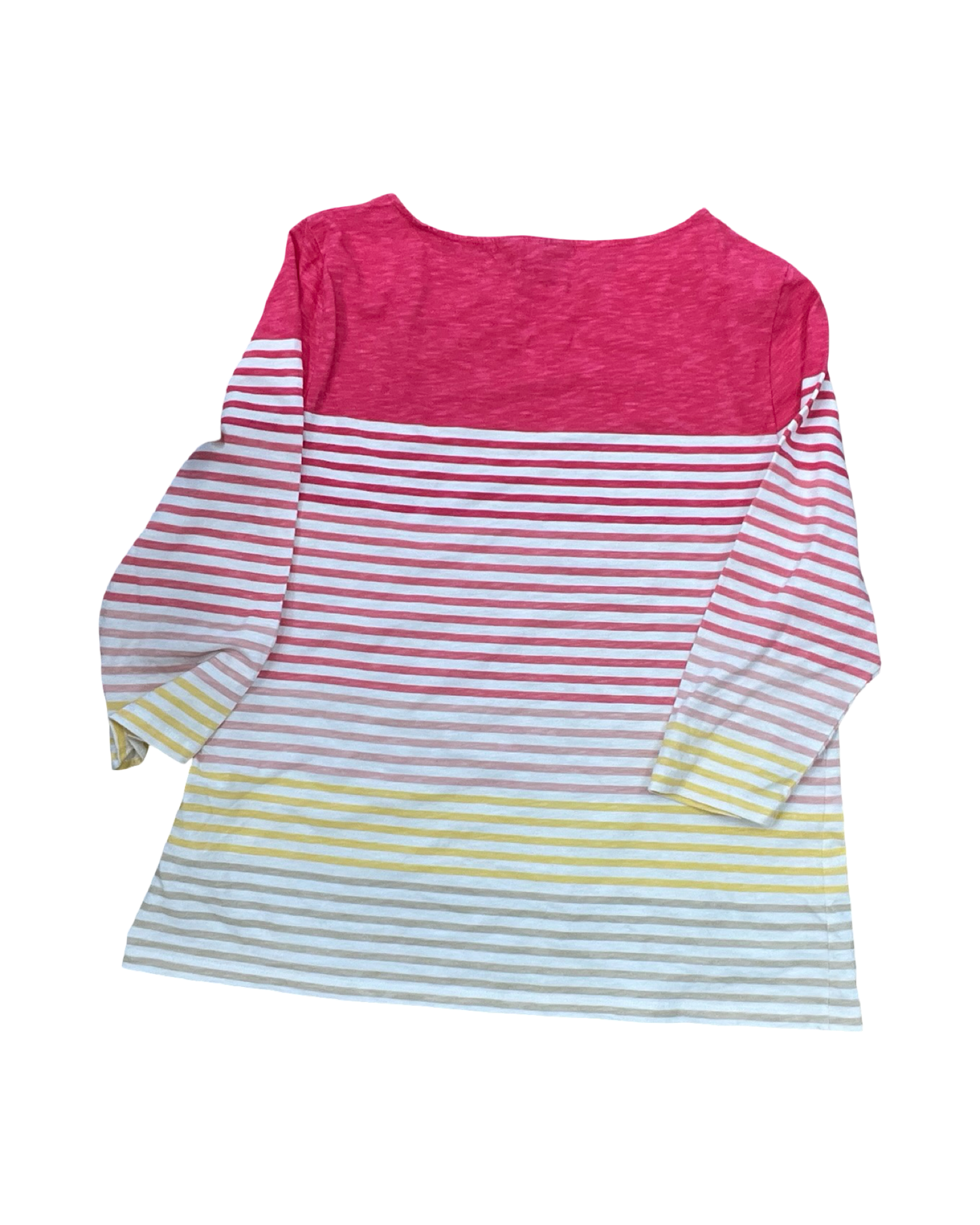 Top 3/4 Sleeve By Chicos In Pink & White, Size:L
