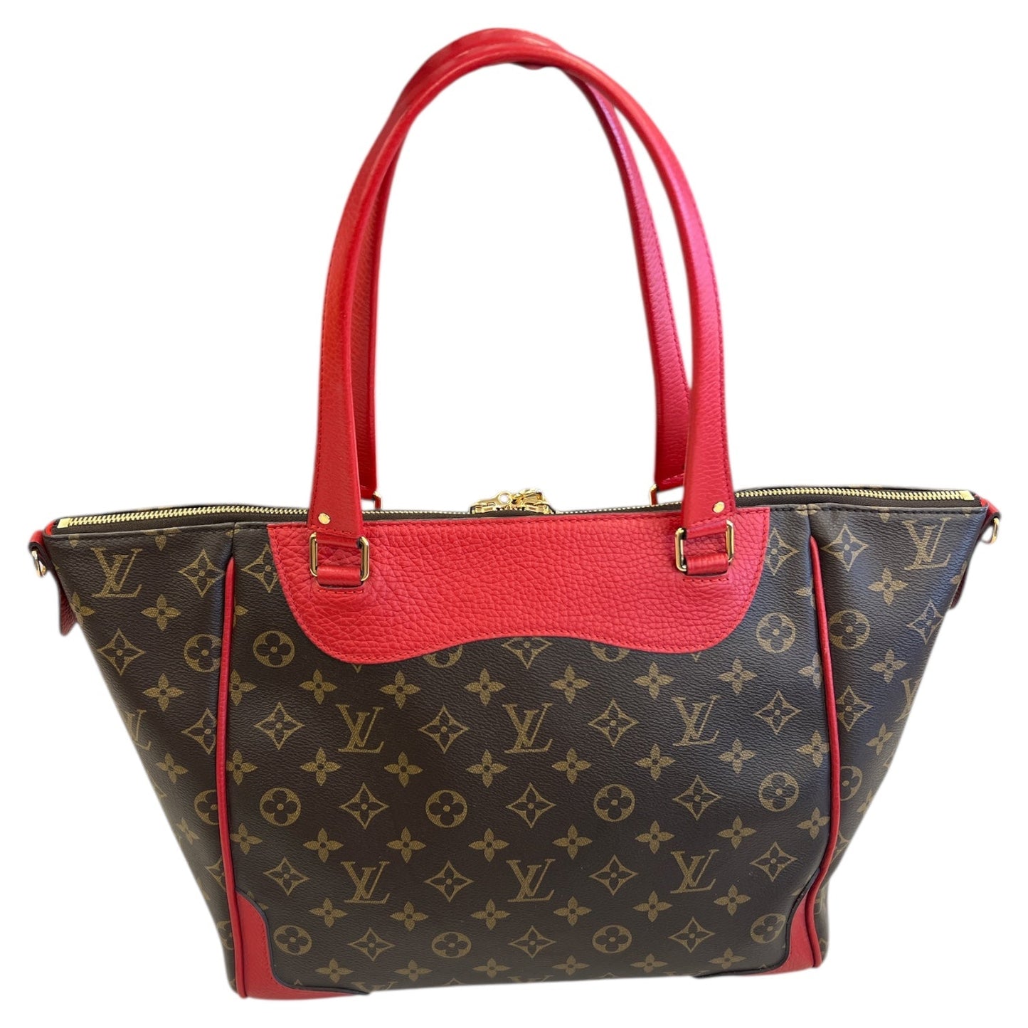 Handbag Luxury Designer By Louis Vuitton In Brown, Size:Large