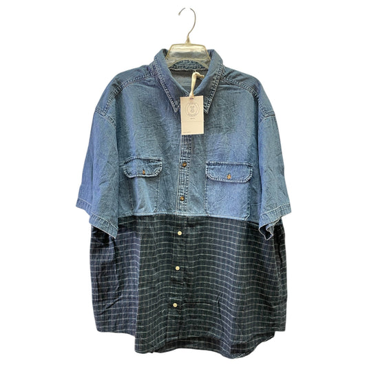 Blouse Ls By URBAN RENEWAL In Blue Denim, Size:2X