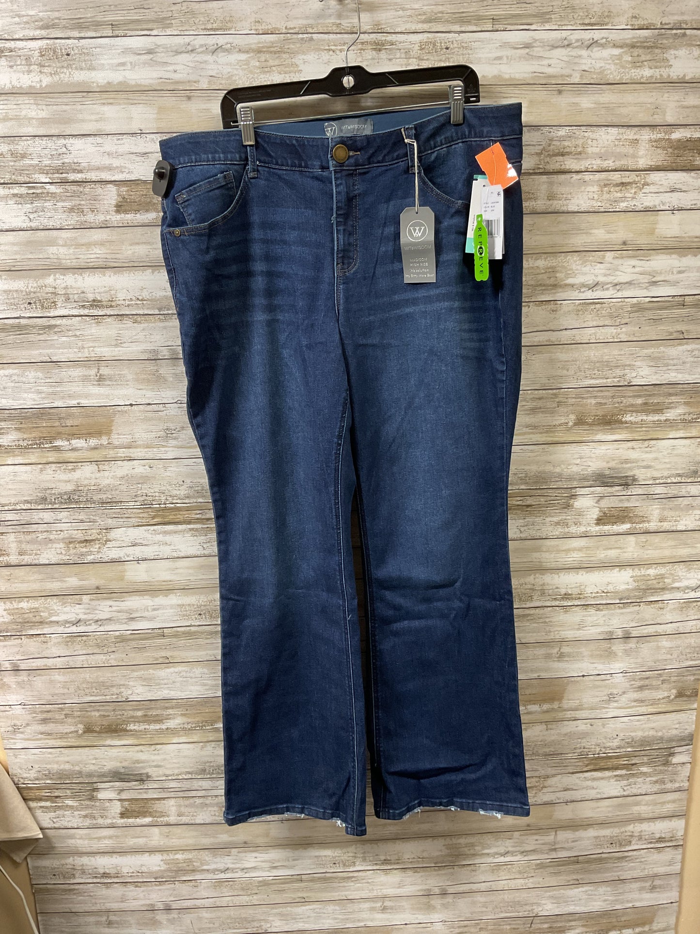Jeans Straight By Wit & Wisdom In Blue Denim, Size:20