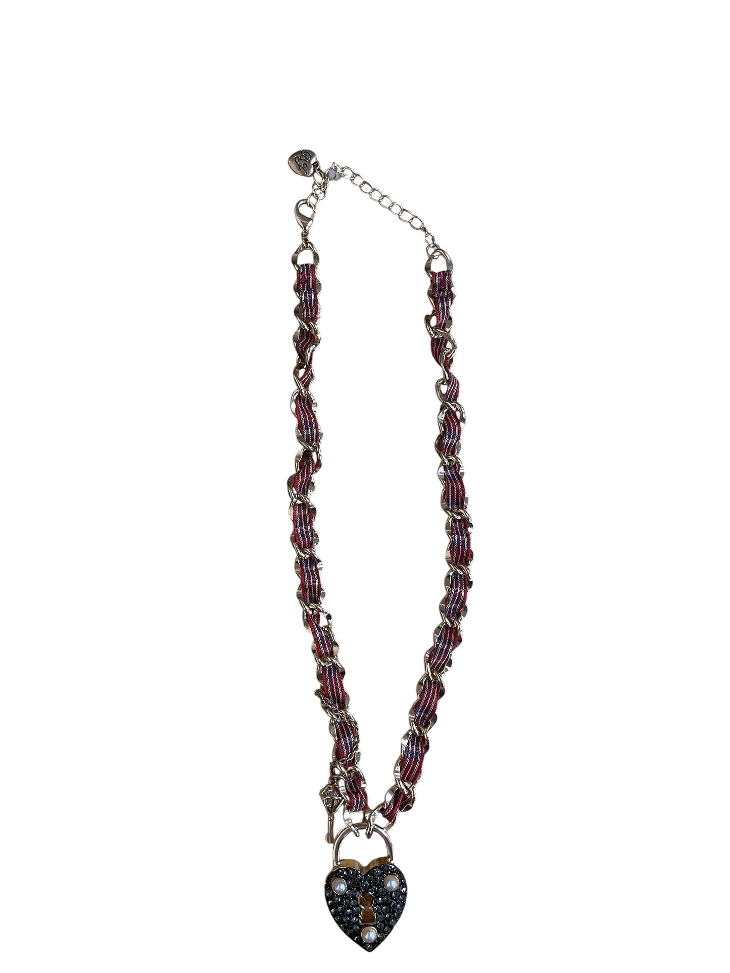 Necklace Charm By Betsey Johnson In Gold & Red