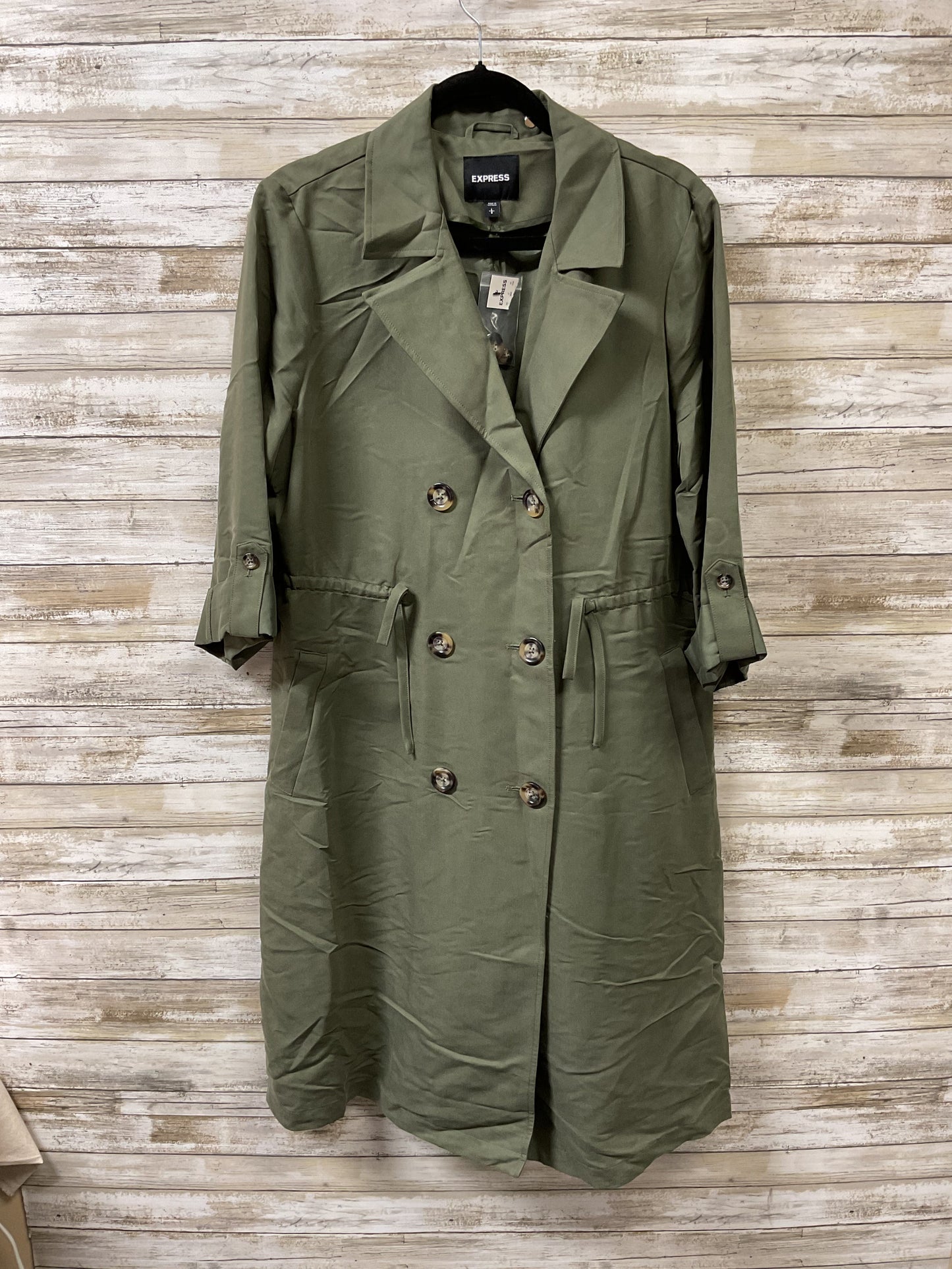 Coat Trench Coat By Express In Green, Size:L