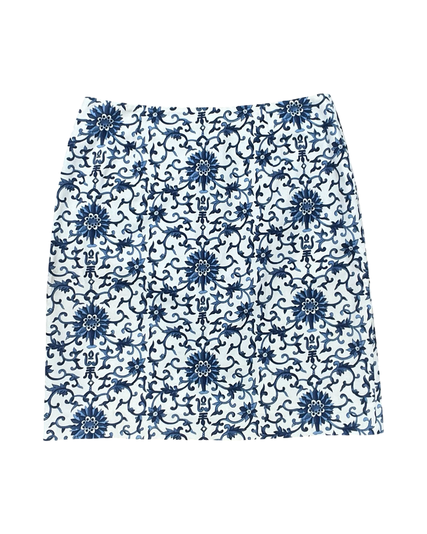 Skirt Midi By Lauren By Ralph Lauren In Blue & Cream, Size:M