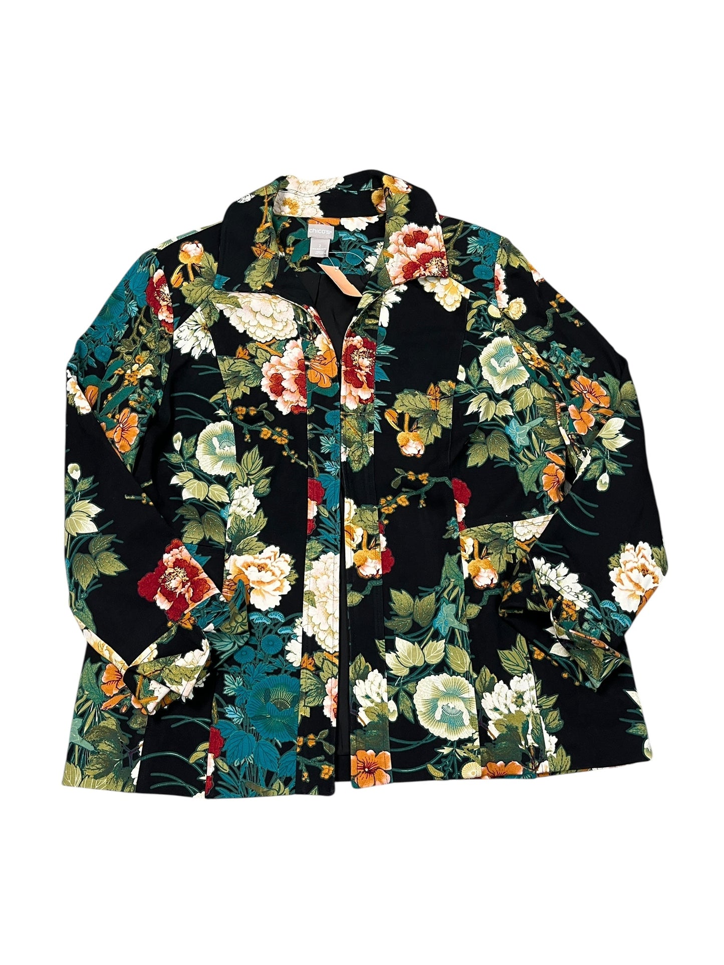 Blazer By Chicos In Floral Print, Size:L