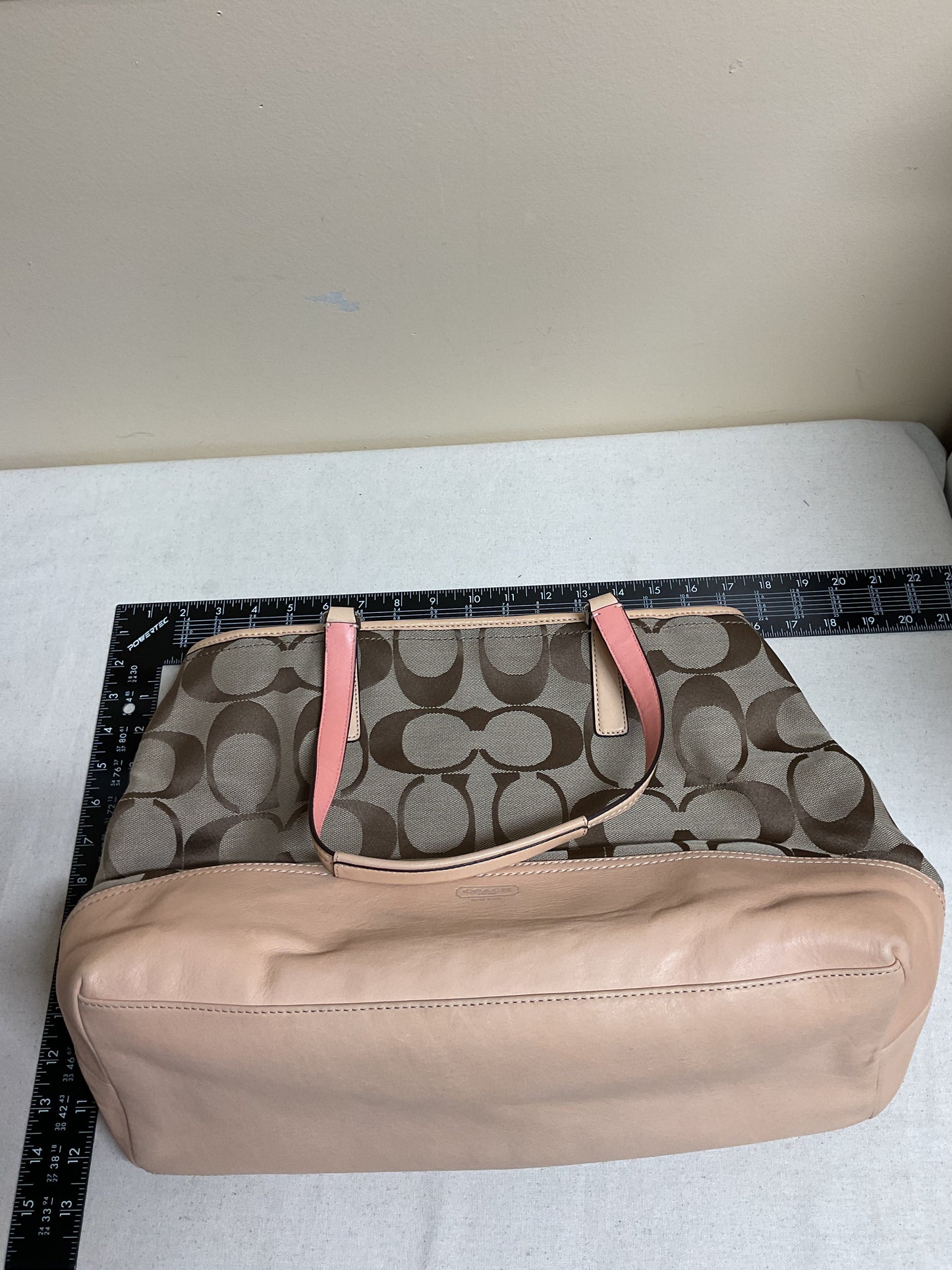 Handbag Designer By Coach In Brown & Tan, Size:Large