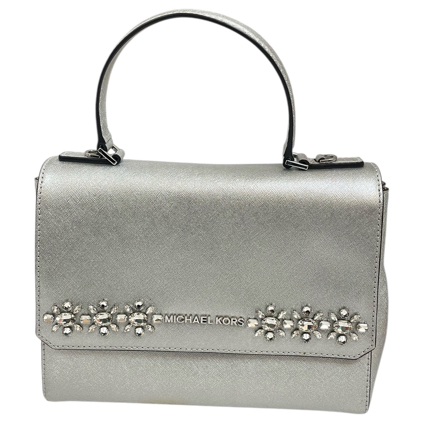Handbag Designer By Michael Kors In Silver, Size:Medium