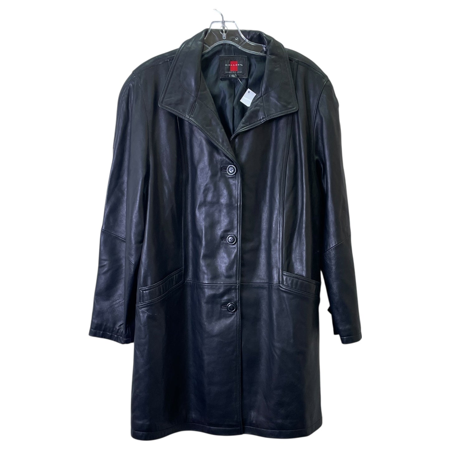 Jacket Leather By Gallery In Black, Size:Xl
