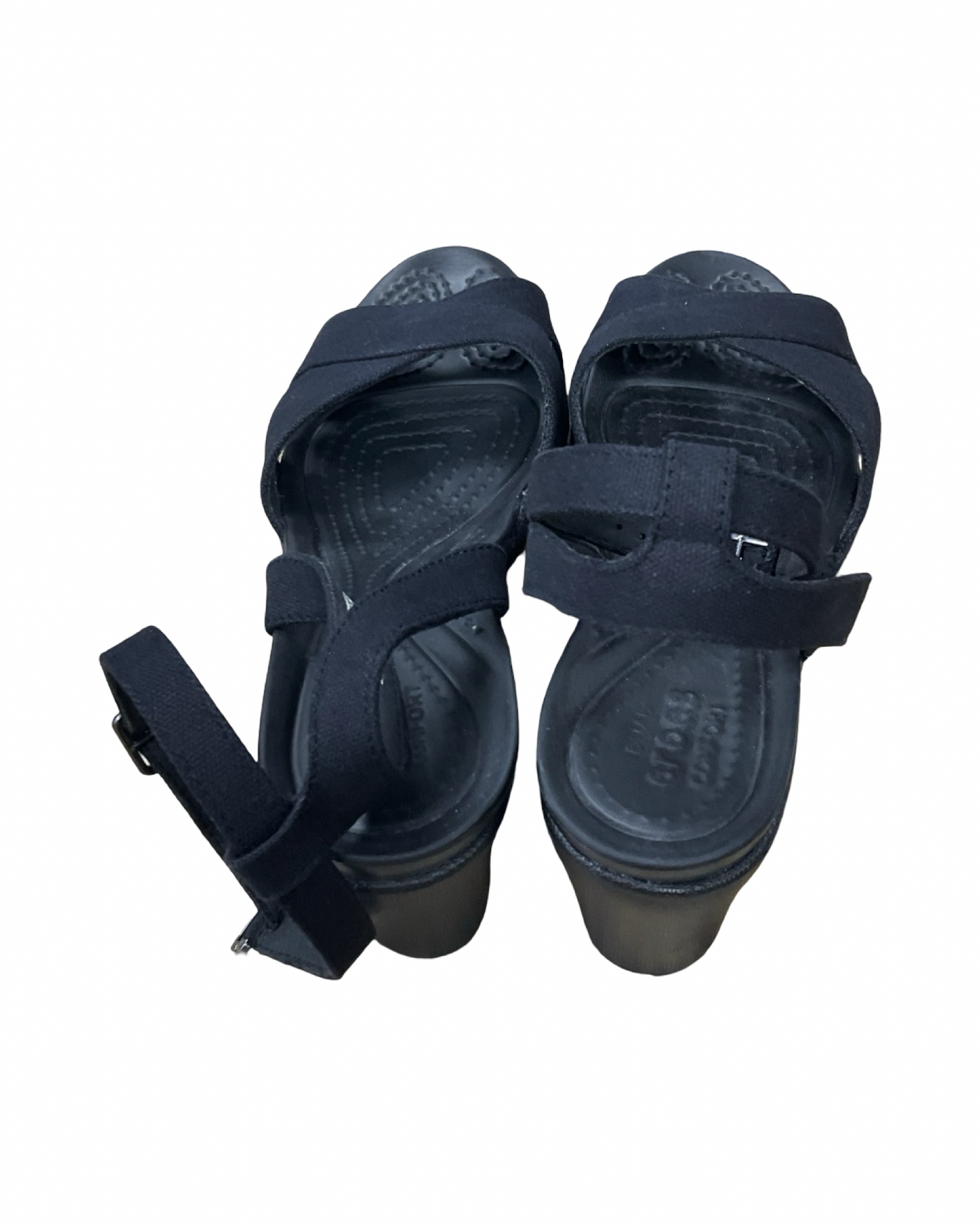 Sandals Heels Wedge By Crocs In Black, Size:8